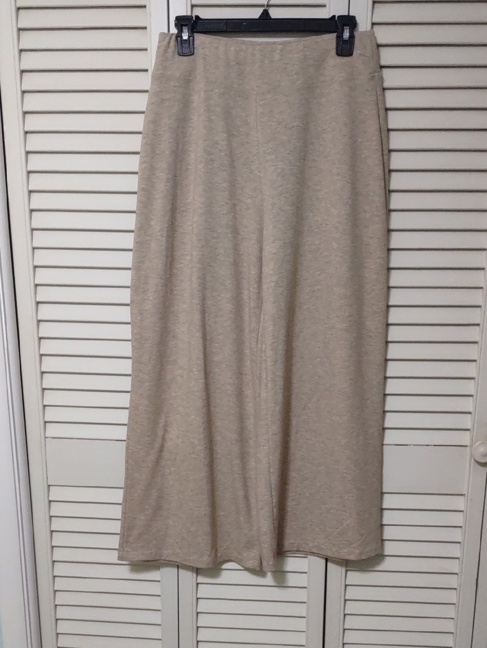 Wonderly Pull-on Wide Leg Knit Pants Khaki Cream Tan Heather Size M Flowy Beachy